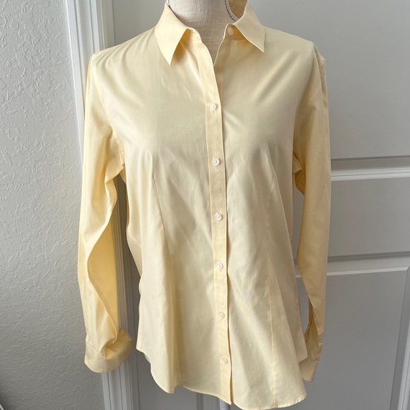 Westbound Soft Yellow Cotton Button Down VTG* Hong Kong Just Dry Cleaned SZ 12 - Picture 1 of 7